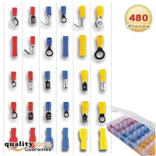 480Pcs 12 Size Assorted Insulated Electrical Wiring Wire Terminal Crimp Kit picture