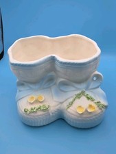 ​Vintage Velco Japan Ceramic Baby Bootie Planter Double Shoe  picture