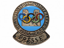 NORWAY. Official Oslo 1952 Winter Olympic Games PRESS Badge Pin VI Olympiad picture