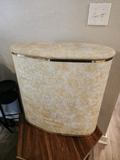 1950s Detecto Laundry Hamper White Brocade Mid Century Clothing Bin MCM Regency picture