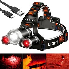 Rechargeable Red LED Headlamp 4 Modes – Night Vision Hunting Head Torch Light picture