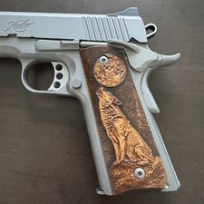 Howling Wolf 1911 Full Size custom made wooden grips picture