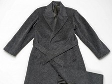 vintage OVERCOAT wool BELTED black 38 double breasted AMERICAN MALE mohair shag picture