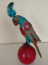 Jim Tori Mullan MULLANIUM Large Steampunk Parrot Bird Wood Ball Signed 9.5