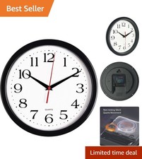 Elegant 8-Inch Black Wall Clock with Silent Quartz Movement for Home & Office picture