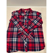 Woolrich Flannel Shirt Mens Large Red Navy Blue Plaid Button Down Cotton L/S picture