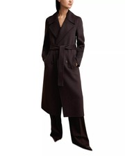 REISS Women's Rene Coat 4 Aubergine Double Breasted Blindseam NWT $595 NO BELT picture