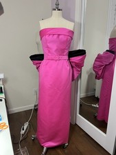 Marilyn Monroe Inspired Pink Satin Dress with Belt and Oversized Bow picture
