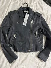IRO Paris Women's Gray Leather Motorcycle Jacket French US Small NWT Small $1205 picture