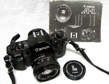 Vintage 1980's CANON A-1 A1 35mm FILM SLR Camera w/50mm f/1.8 & Instruction Book picture