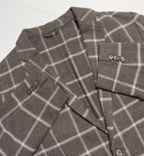 LBM 1911 Men's Blazer Sport Coat Sz 46 US 56 IT Brown Plaid Unstructured Cotton picture