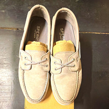 Sperry Top-Sider AO 2-Eye Cross Lace Men's Gray Leather Boat Shoes US 13 picture