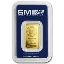 10 Gram Sunshine Mint .9999 Fine Gold Bar In Assay Mint Mark SI picture