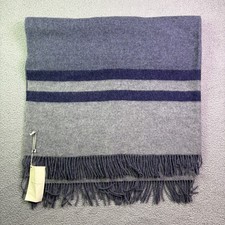 Alicia Adams Alpaca Canyon Throw Blanket Blue Gray Navy Wool Fringe 52 x 66 picture