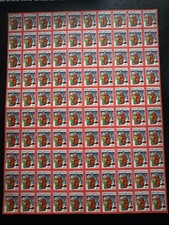 Vintage 1932 U.S. Christmas Seal Stamp Full Sheet M, OG, NH Some Imperfect Edges picture