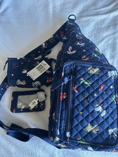 Vera Bradley Christmas Sling Snow Globes Motif Coin Purse Makeup Tote picture