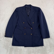 Oxxford Clothes Glasgow Double Breasted Crest Enamel Button Blazer Navy Men 44R picture