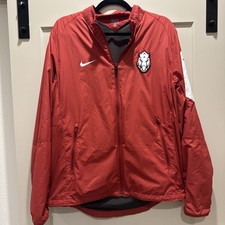 Red Nike Dri-Fit Arkansas Razorbacks windbreaker Zipper Jacket Men's Size M picture