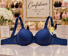 Soma Women’s Blue Solid Mesh Underwired T-Shirt Bra, 38DDD Hook & Eye picture