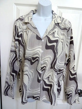 NWT EASEL Sz L Textured Crepe Blouse Retro Office Career Artsy Edgy picture
