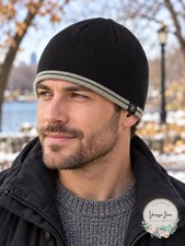 Nick Graham Striped Edge Beanie, Black OS picture