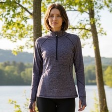 Lululemon Run Swiftly Tech 1/2 Zip Purple Space Dye Heathered Top Size 6 picture