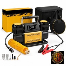 SAO Bunker Portable 12V Air Compressor Kit Hard Case Tank Hose Chuck Fittings picture