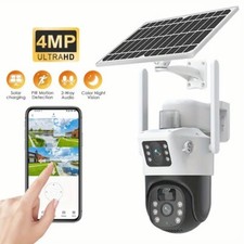 Wifi Solar Security 4MP Wireless Camera PTZ Waterproof Home Outdoor Dual-Lens picture