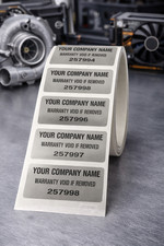 1000 Custom Chrome Tamper Evident Warranty Void High Security Labels 1.75 x .75 picture