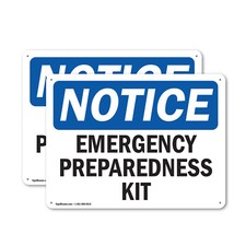 (2 Pack) Emergency Preparedness Kit OSHA Notice Sign Decal Metal Plastic picture