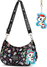 tokidoki Hobo Bag with Unicorno Keychain Cute Crescent Shoulder Bag Small Black picture