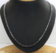 Unisex 3MM Natural Black Diamond Tennis Necklace 26