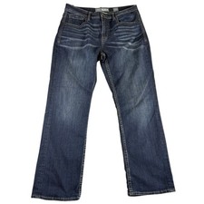 BKE Tyler Straight Leg Jeans Mens 33S Blue Denim Premium Dark Wash Rugged Casual picture