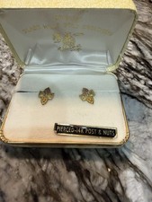 Landstrom’s Vintage Black Hills & 14K Gold Grapevine Earrings NWT picture