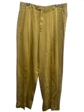 Zanella Duncan Olive Brown Lyocell Pleated Pants 36x32 Made Italy picture