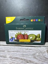 Faber-Castell 5 Pitt Artist Pen Dual Markers Basic Tones Brush Nibs Set NEW picture