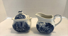 Vintage Liberty Blue staffordshire  Sugar + Creamer picture