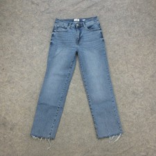 kensie jeans Women's Blue 8/29 High Rise Slim Straight Raw Hem Stretch picture