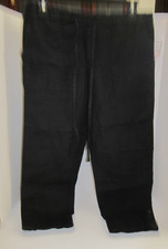 NWTL Lord & Taylor Linen Chambray Cropped Rolled Hem Pants Black X Small Petite picture