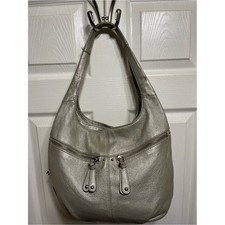 Tignanello Metallic Silver Leather Shoulder Hobo picture