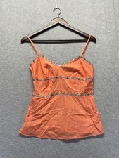 Express Design Studio Cami Tank Top Womens Small Orange Beaded Trim Sleeveless picture
