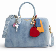 NWT Coach CDY75  Rowan Large Satchel Bag In Loved Denim With Charms Light Indigo picture