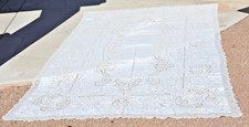 ANTIQUE Italian Linen Richelieu Point de Venise Lace TABLE CLOTH 118
