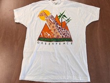 GREENPEACE GIRAFFE 1988 T SHIRT SINGLE STITCH VINTAGE DEADSTOCK 3XL SCREEN STARS picture