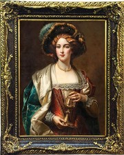 Hand Painted Old Master-Art Antique style Oil Painting Female woman On Canvas picture