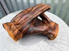Stitch nine motorcycle gloves leather Distressed Cafe Chopper Brat work -LG picture