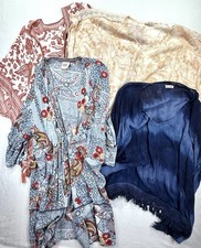 LOT of 4 Kimono Cover Up Dusters XXL Knox Rose Como Blue Tribal Boho Chic picture