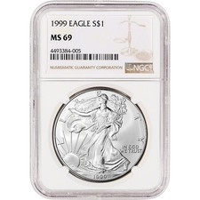 1999 American Silver Eagle Coin - NGC MS69 picture