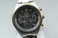 [N MINT]  SEIKO Chronograph 6T63-00P0 Black Gold Men's Quartz Watch From JAPAN picture