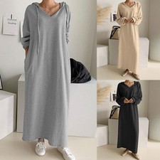 Women's Loose Casual Long Hooded Sweatshirt Dress picture
